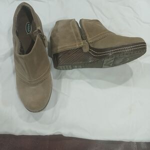 Dr. Scholl Brown Suede Zip Wedge Ankle Shoe Boots